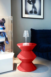 Aura Round Side Table in ABS Plastic With Contemporary Double-Hourglass Design - Elax Furniture