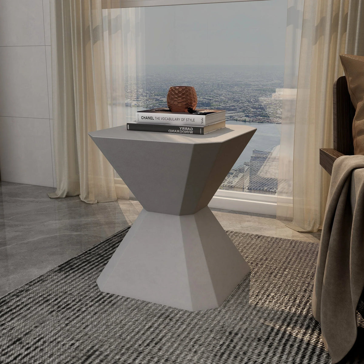 Azure Side Table Round Fiberstone Accent Table - Elax Furniture