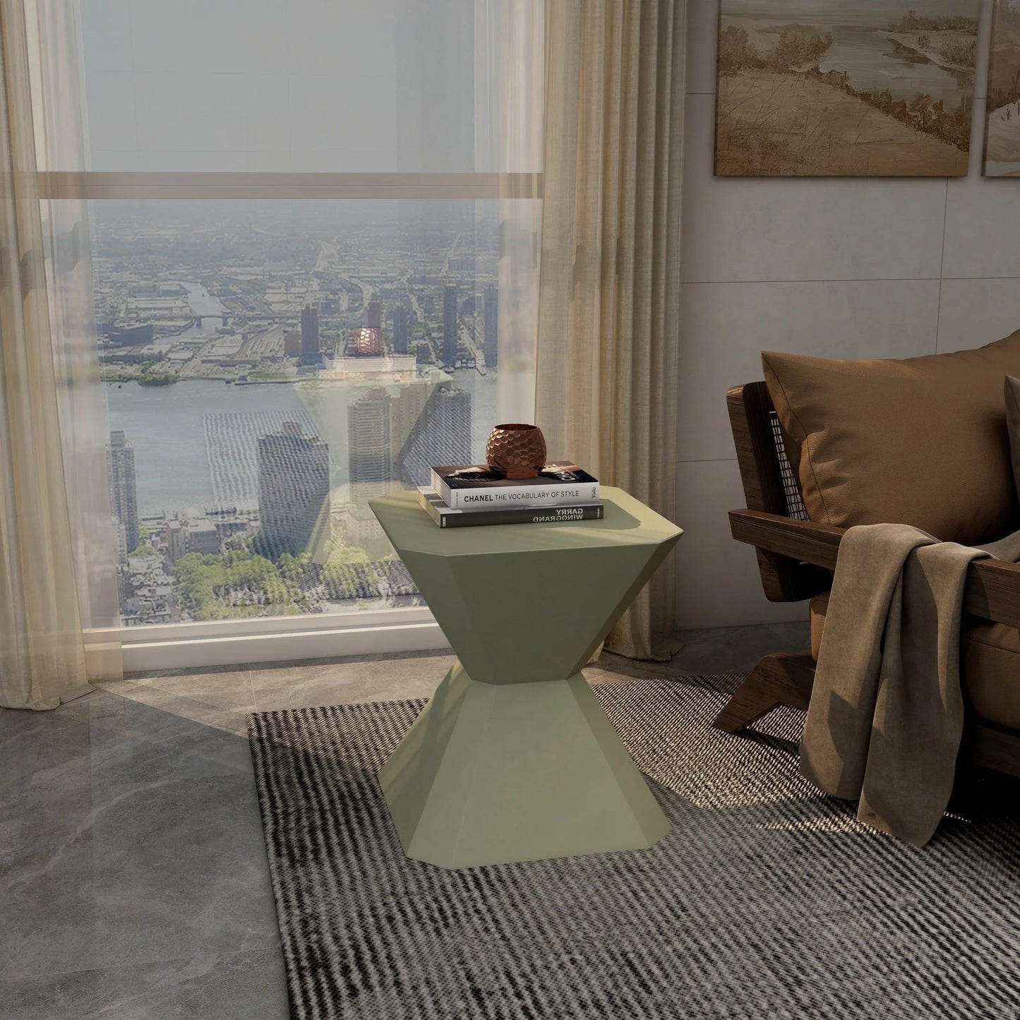 Azure Side Table Round Fiberstone Accent Table - Elax Furniture