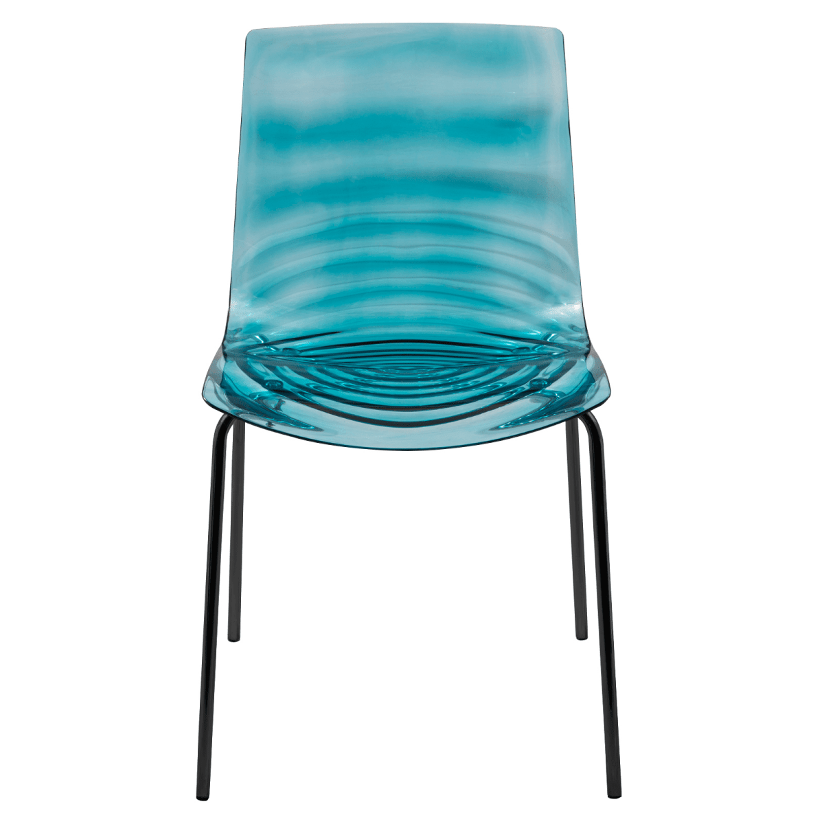Astor Dining Chair Modern ABS Plastic Side Chair with Stainless-Steel Legs Transparent Blue Black Dining Chair Leisuremod