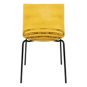 Astor Dining Chair Modern ABS Plastic Side Chair with Stainless-Steel Legs Orange Black Dining Chair Leisuremod