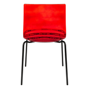 Astor Dining Chair Modern ABS Plastic Side Chair with Stainless-Steel Legs Transparent Red Black Dining Chair Leisuremod
