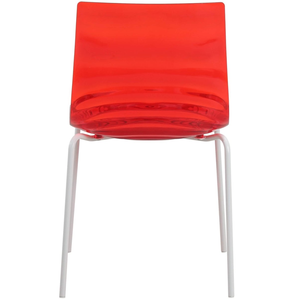 Astor Dining Chair Modern ABS Plastic Side Chair with Stainless-Steel Legs Transparent Red White Dining Chair Leisuremod