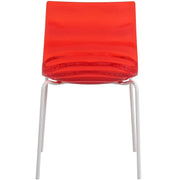 Astor Dining Chair Modern ABS Plastic Side Chair with Stainless-Steel Legs Transparent Red White Dining Chair Leisuremod