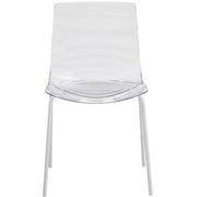 Astor Dining Chair Modern ABS Plastic Side Chair with Stainless-Steel Legs Clear White Dining Chair Leisuremod