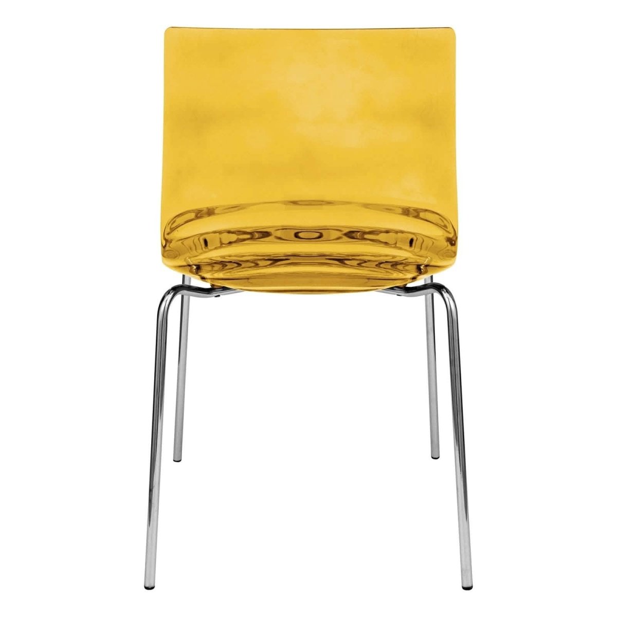 Astor Dining Chair Modern ABS Plastic Side Chair with Stainless-Steel Legs Orange Chrome Dining Chair Leisuremod