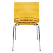 Astor Dining Chair Modern ABS Plastic Side Chair with Stainless-Steel Legs Orange Chrome Dining Chair Leisuremod