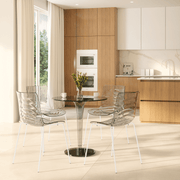 Astor Dining Chair Modern ABS Plastic Side Chair with Stainless-Steel Legs Clear White Dining Chair Leisuremod