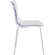 Astor Dining Chair Modern ABS Plastic Side Chair with Stainless-Steel Legs Clear White Dining Chair Leisuremod