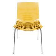 Astor Dining Chair Modern ABS Plastic Side Chair with Stainless-Steel Legs Orange Chrome Dining Chair Leisuremod
