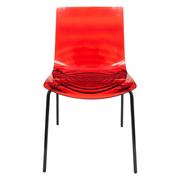 Astor Dining Chair Modern ABS Plastic Side Chair with Stainless-Steel Legs Transparent Red Black Dining Chair Leisuremod