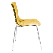 Astor Dining Chair Modern ABS Plastic Side Chair with Stainless-Steel Legs Orange Chrome Dining Chair Leisuremod