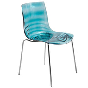 Astor Dining Chair Modern ABS Plastic Side Chair with Stainless-Steel Legs Transparent Blue Chrome Dining Chair Leisuremod