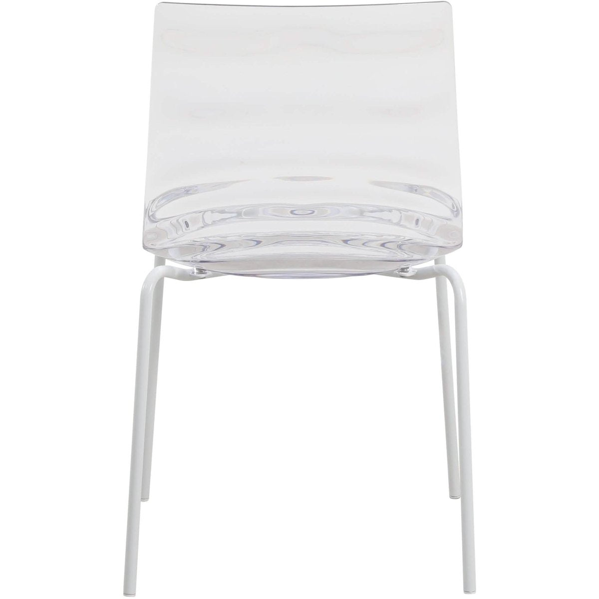 Astor Dining Chair Modern ABS Plastic Side Chair with Stainless-Steel Legs Clear White Dining Chair Leisuremod