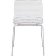 Astor Dining Chair Modern ABS Plastic Side Chair with Stainless-Steel Legs Clear White Dining Chair Leisuremod