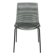 Astor Dining Chair Modern ABS Plastic Side Chair with Stainless-Steel Legs Transparent Black Black Dining Chair Leisuremod