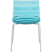 Astor Dining Chair Modern ABS Plastic Side Chair with Stainless-Steel Legs Transparent Blue White Dining Chair Leisuremod