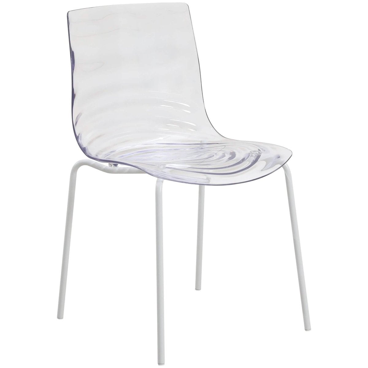 Astor Dining Chair Modern ABS Plastic Side Chair with Stainless-Steel Legs Clear White Dining Chair Leisuremod
