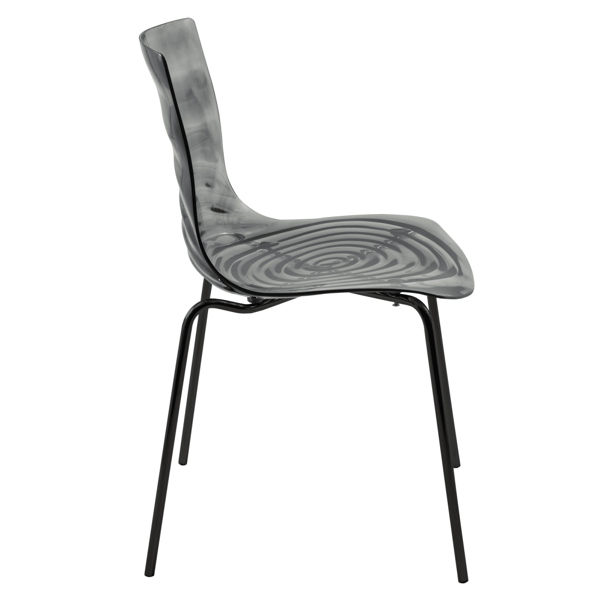 Astor Dining Chair Modern ABS Plastic Side Chair with Stainless-Steel Legs Transparent Black Black Dining Chair Leisuremod