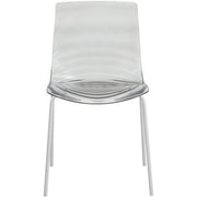 Astor Dining Chair Modern ABS Plastic Side Chair with Stainless-Steel Legs Transparent Black White Dining Chair Leisuremod