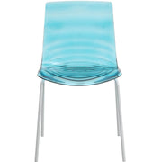 Astor Dining Chair Modern ABS Plastic Side Chair with Stainless-Steel Legs Transparent Blue White Dining Chair Leisuremod