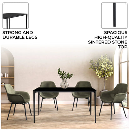 Avo Rectangular Dining Table with a Sintered Stone or Glass Tabletop in Black Aluminum - Elax Furniture