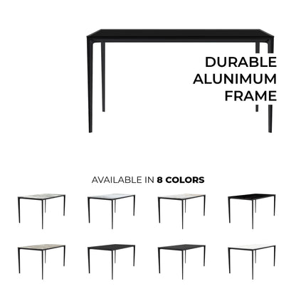 Avo Rectangular Dining Table with a Sintered Stone or Glass Tabletop in Black Aluminum - Elax Furniture