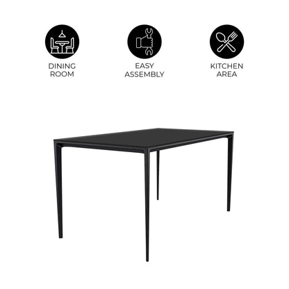 Avo Rectangular Dining Table with a Sintered Stone or Glass Tabletop in Black Aluminum - Elax Furniture