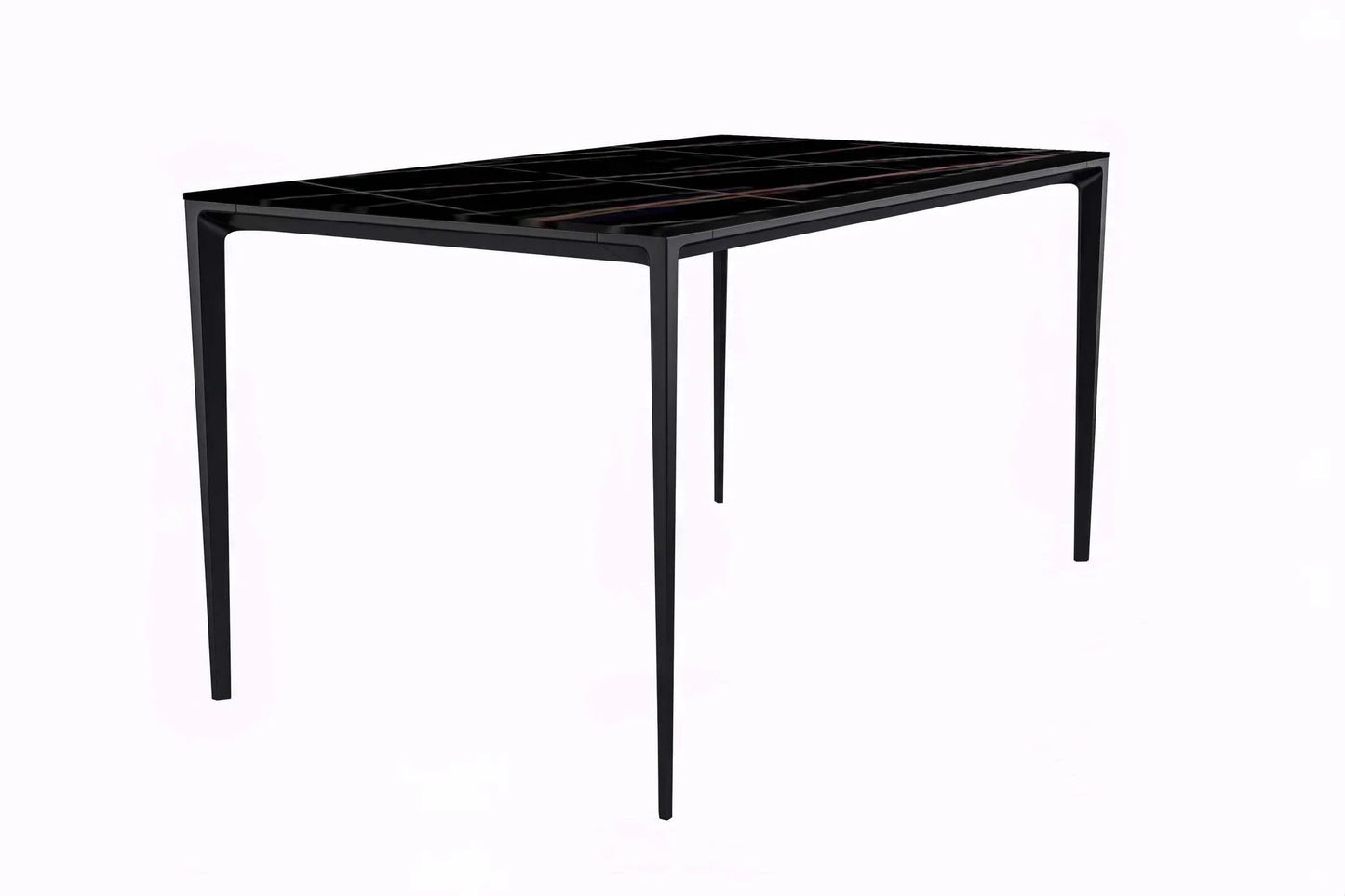 Avo Rectangular Dining Table with a Sintered Stone or Glass Tabletop in Black Aluminum - Elax Furniture