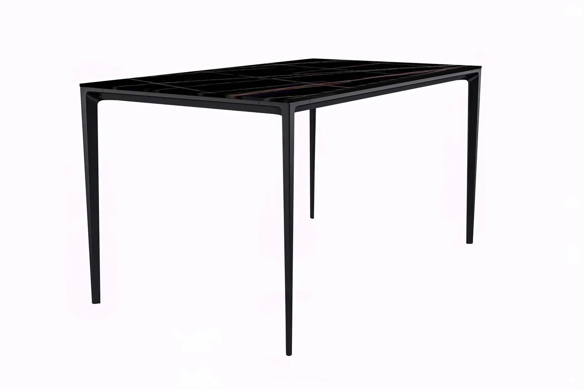 Avo Rectangular Dining Table with a Sintered Stone or Glass Tabletop in Black Aluminum - Elax Furniture