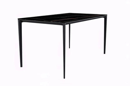 Avo Rectangular Dining Table with a Sintered Stone or Glass Tabletop in Black Aluminum - Elax Furniture