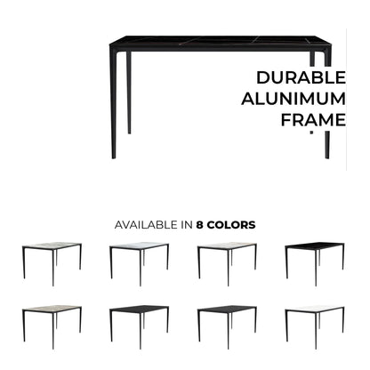 Avo Rectangular Dining Table with a Sintered Stone or Glass Tabletop in Black Aluminum - Elax Furniture