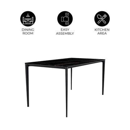 Avo Rectangular Dining Table with a Sintered Stone or Glass Tabletop in Black Aluminum - Elax Furniture