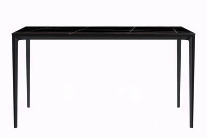 Avo Rectangular Dining Table with a Sintered Stone or Glass Tabletop in Black Aluminum - Elax Furniture