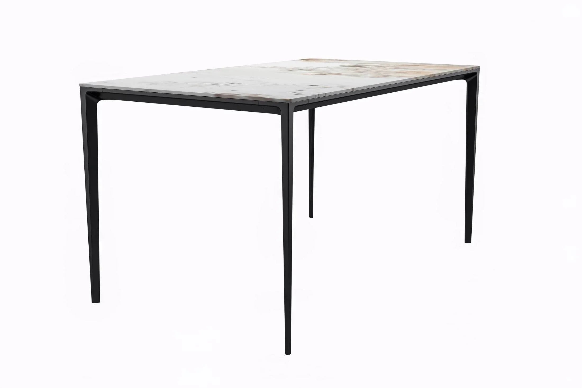 Avo Rectangular Dining Table with a Sintered Stone or Glass Tabletop in Black Aluminum - Elax Furniture