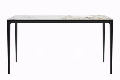 Avo Rectangular Dining Table with a Sintered Stone or Glass Tabletop in Black Aluminum - Elax Furniture