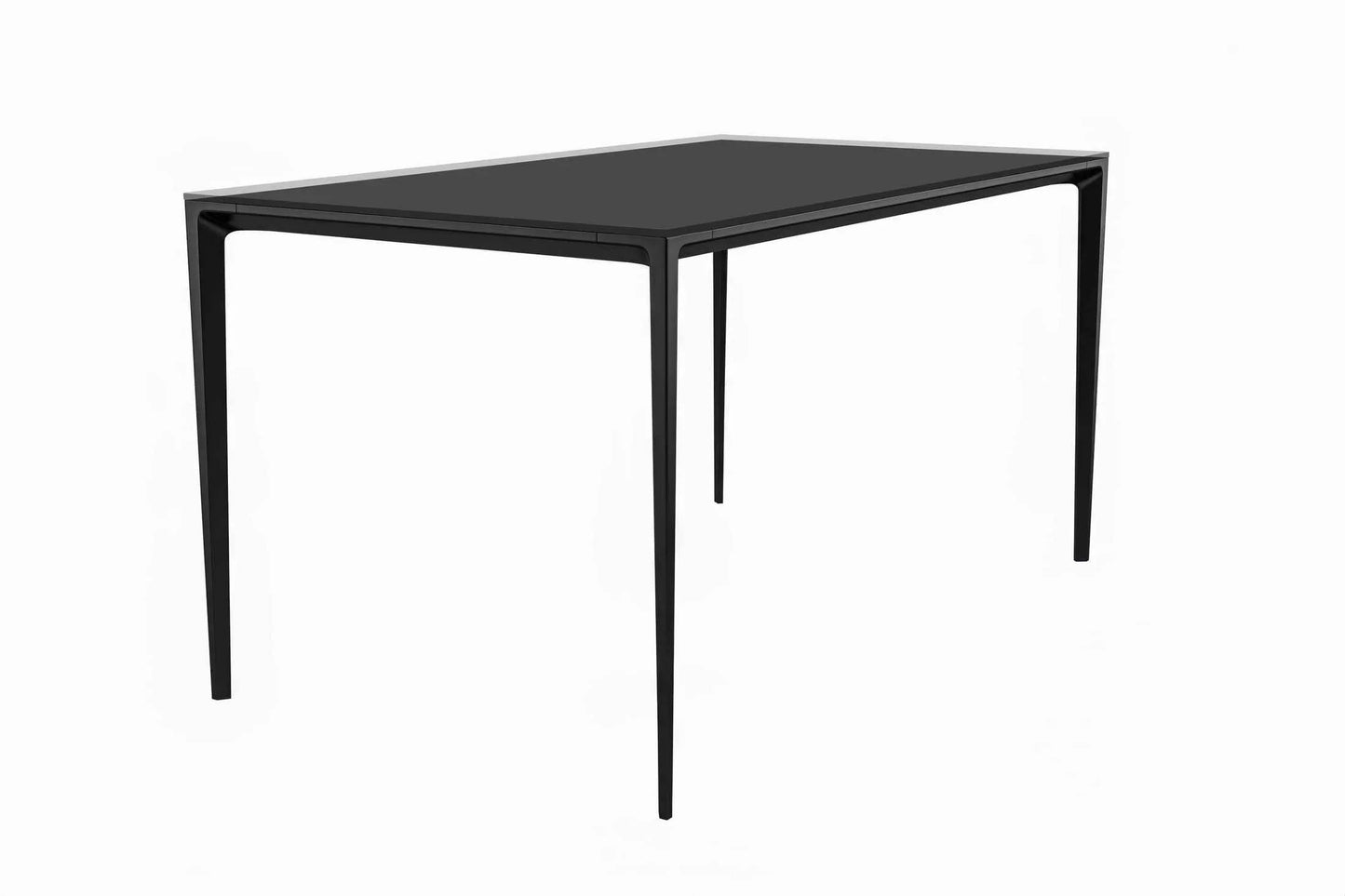 Avo Rectangular Dining Table with a Sintered Stone or Glass Tabletop in Black Aluminum - Elax Furniture