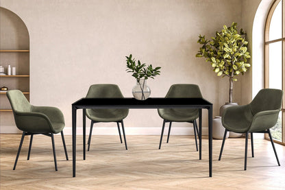Avo Rectangular Dining Table with a Sintered Stone or Glass Tabletop in Black Aluminum - Elax Furniture
