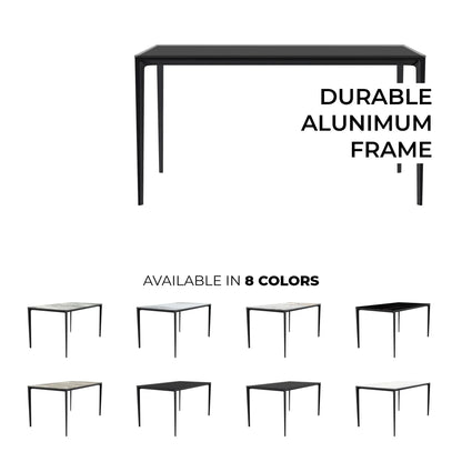 Avo Rectangular Dining Table with a Sintered Stone or Glass Tabletop in Black Aluminum - Elax Furniture