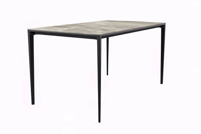 Avo Rectangular Dining Table with a Sintered Stone or Glass Tabletop in Black Aluminum - Elax Furniture