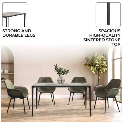 Avo Rectangular Dining Table with a Sintered Stone or Glass Tabletop in Black Aluminum - Elax Furniture