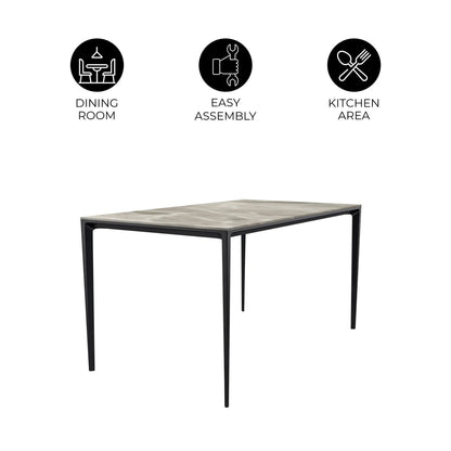 Avo Rectangular Dining Table with a Sintered Stone or Glass Tabletop in Black Aluminum - Elax Furniture