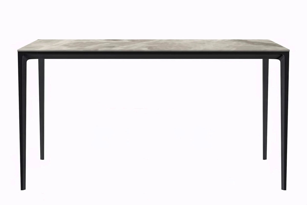Avo Rectangular Dining Table with a Sintered Stone or Glass Tabletop in Black Aluminum - Elax Furniture