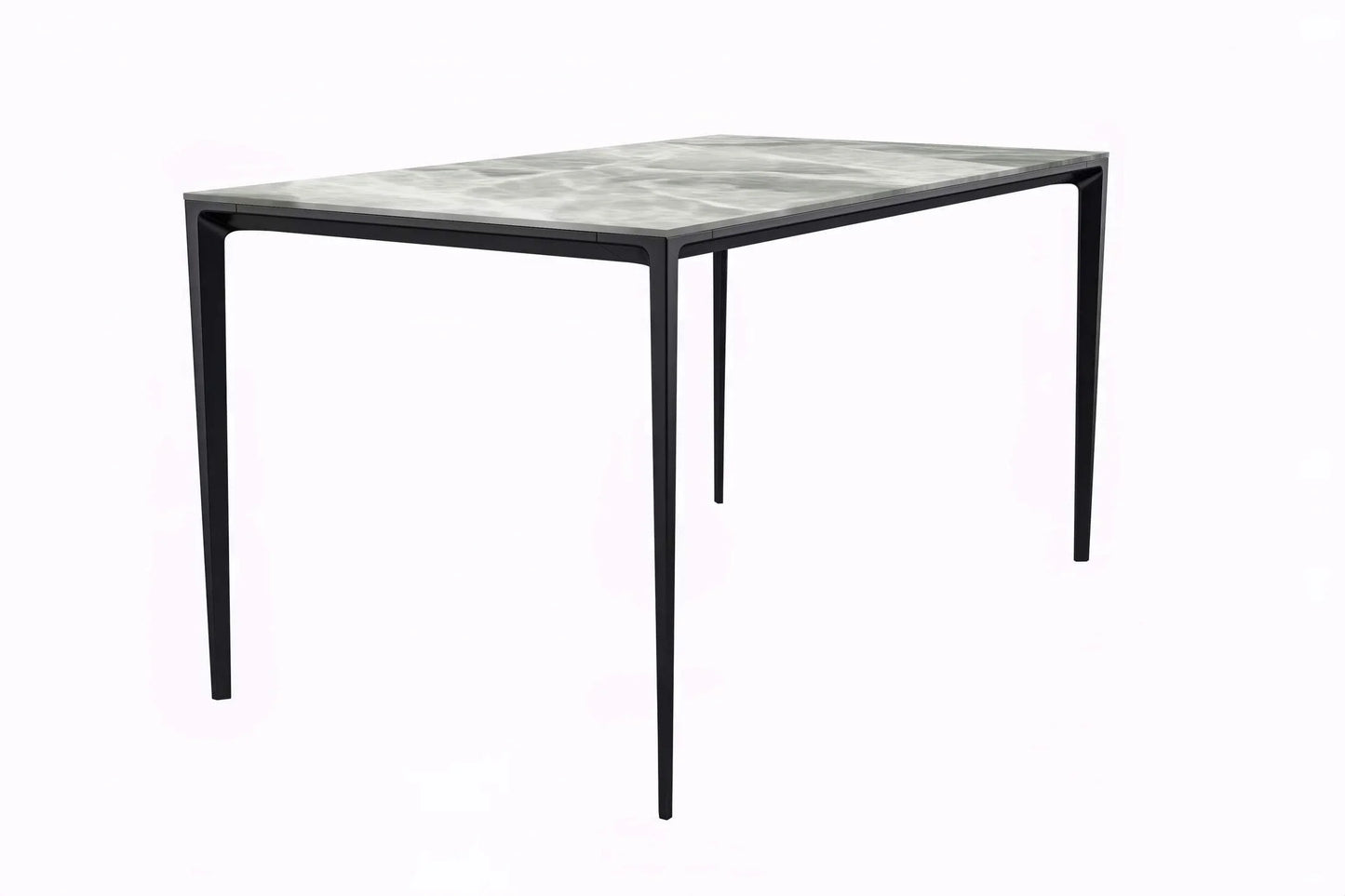 Avo Rectangular Dining Table with a Sintered Stone or Glass Tabletop in Black Aluminum - Elax Furniture