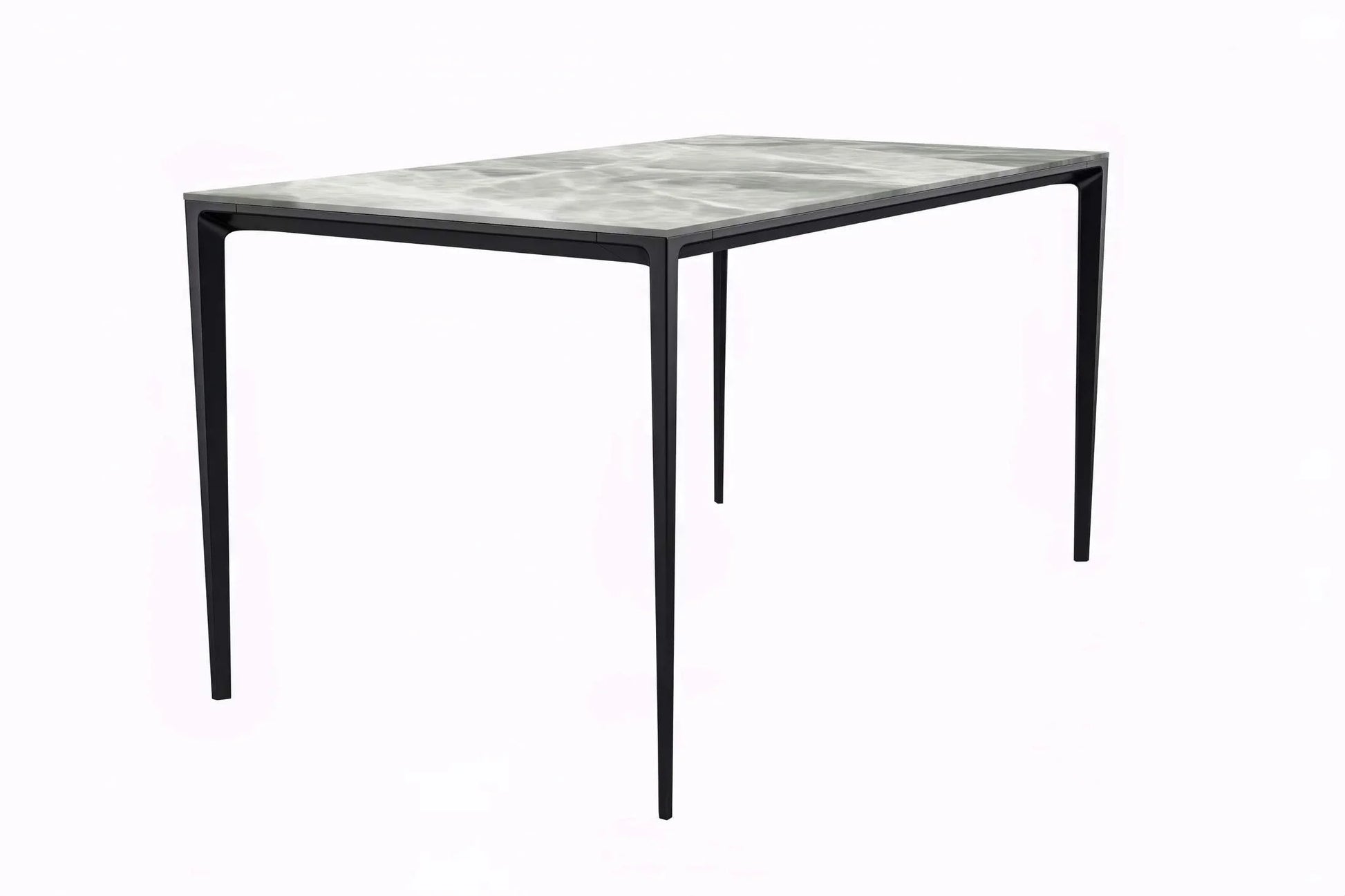 Avo Rectangular Dining Table with a Sintered Stone or Glass Tabletop in Black Aluminum - Elax Furniture