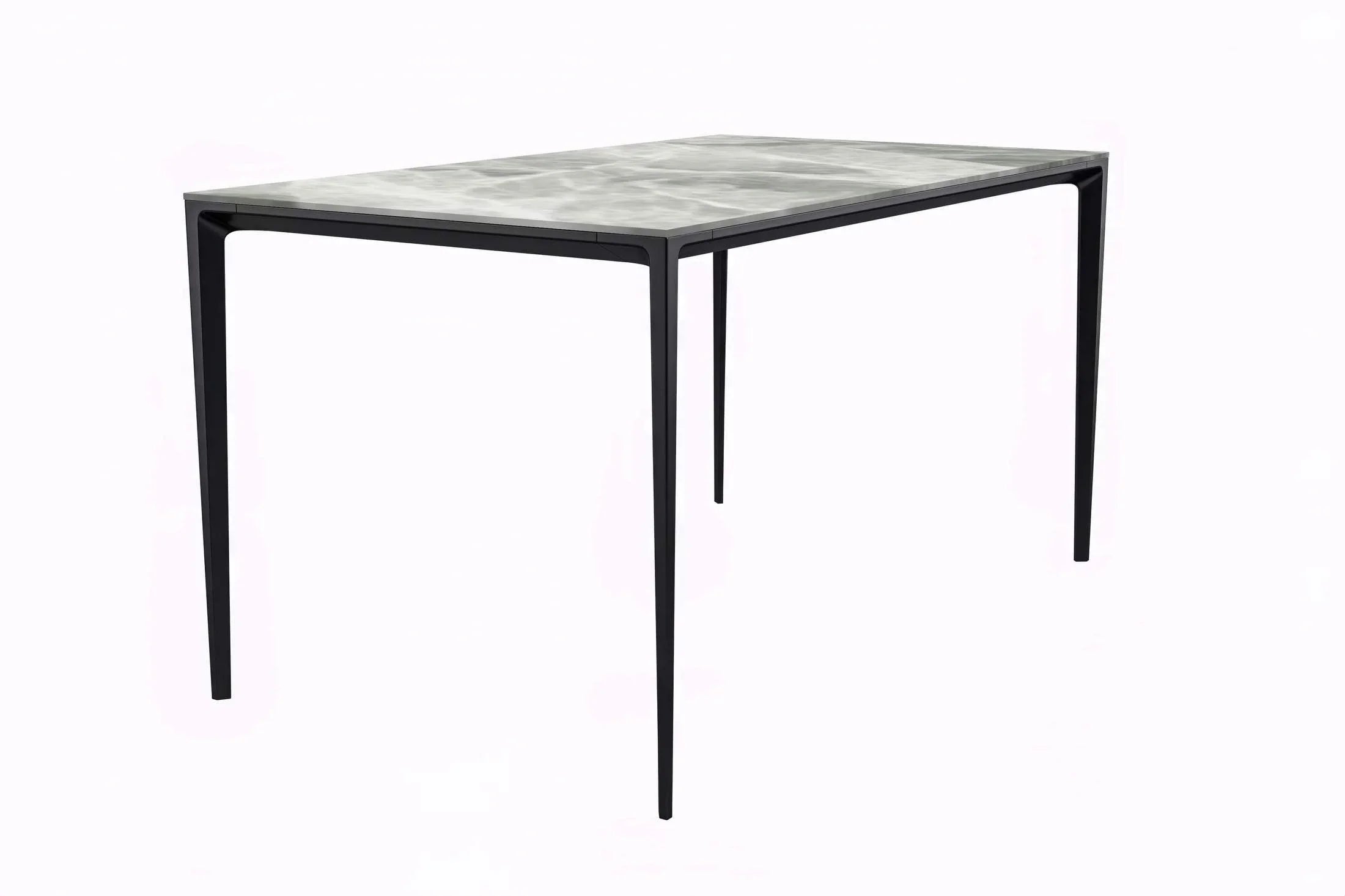 Avo Rectangular Dining Table with a Sintered Stone or Glass Tabletop in Black Aluminum - Elax Furniture