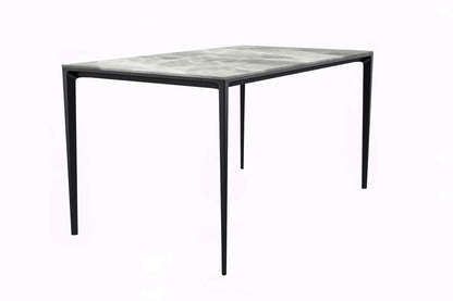 Avo Rectangular Dining Table with a Sintered Stone or Glass Tabletop in Black Aluminum - Elax Furniture