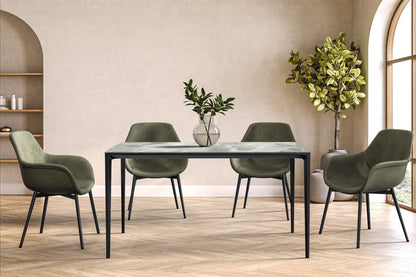 Avo Rectangular Dining Table with a Sintered Stone or Glass Tabletop in Black Aluminum - Elax Furniture