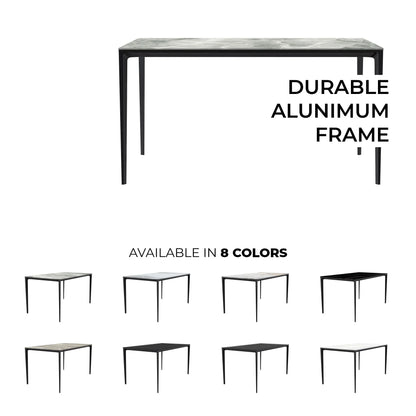 Avo Rectangular Dining Table with a Sintered Stone or Glass Tabletop in Black Aluminum - Elax Furniture