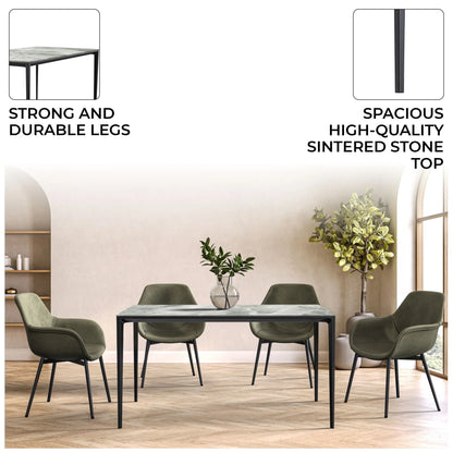 Avo Rectangular Dining Table with a Sintered Stone or Glass Tabletop in Black Aluminum - Elax Furniture